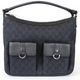 Gucci Black Denim D Ring Handbag Abbey Hobo Purse Bag
