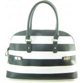 Tommy Hilfiger Dome Satchel Handbag Black Stripe Multi