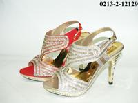 3.5 Inches Stiletto Fancy Bridal Heel Red & Gold Tajori