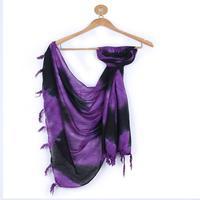 Purple - Murree Muzlin Tie and Die Stole for Women Tajori