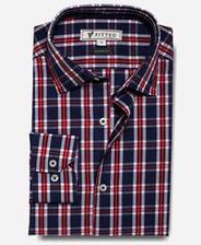 Most Wanted Fitted Red and navy check shirt for Men (Modern Fit) Tajori