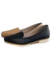 Artificial Leather Crepe Sole Ladies Shoes Beige & Black Tajori
