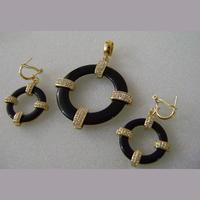 Black Ring Zircon Jewellery Set Tajori
