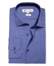 High Quality Fitted micro blue check shirt (Slim Fit) Tajori