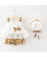 Szyadeou White Brown Sleeveless Cotton Baby Dresses