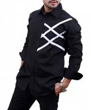 Black With White Cross Check Designer Shirt