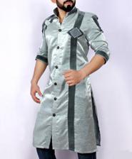 Grey Embroidered  Shairwani Style Kurta ARK-934