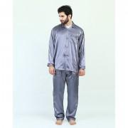 Pack of 2 Satin Silk Night Suit (Pajama + Shirt)-Light Grey