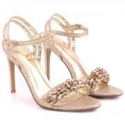NORAH Diamante Decorated Carved Stiletto Heel Ankle Strap Sandals