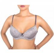 Crochet Touch Cage Cup Bra Set - Lavender Gray