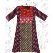 Purple Cotton Embroidered Kurti For Girls