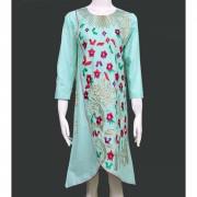 Turquoise Cotton lawn Embroidered Kurta for Women