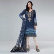 Blue Embroidered Lawn dress  (unstiched)
