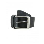 Black Textured Leather Belt for Men