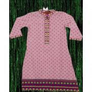 Grey Cotton Embroidered Kurti for Girls
