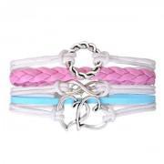 Blue & Pink Braided Love Charm Bracelets