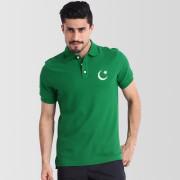 Independence Day Green Polo Flag Print T-Shirt for Men
