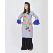 Floral Essence Grey Embroidered Casual Kurta