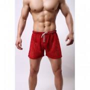 Red Loose Casual Hollow Net Rope Shorts