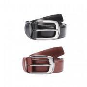 Pack of 2 - Black & Tan Leather Belts for Men