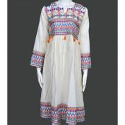 Off White Cotton Lawn Embroidered Frock Kurta