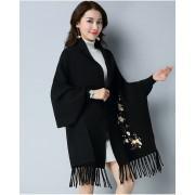 Black Embroidery winter Shawl For Women