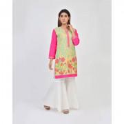 Pink Floral Embroidered Lawn Kurti