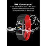2019 New IP68 Waterproof Sports Smart Watch Men Women Sports Pedometer Blood Pressure Oxygen Monitoring Red/Black